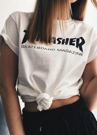 Thrasher футболка женская | оригинальные фото бирки | белый трешер