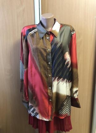 Шелковая винтажная рубашка блуза р 14