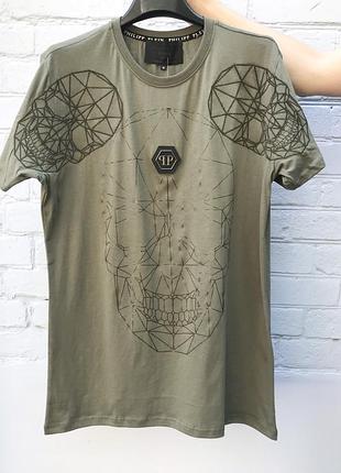 Футболка мужская philipp plein хаки