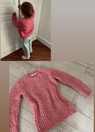 Детский розовый свитер для девочки