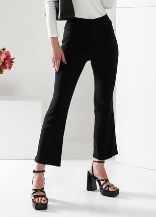 Женские брюки джинсовые укороченные штаны черные бежевые хаки базовые батал на весну5 фото