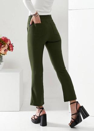 Женские брюки джинсовые укороченные штаны черные бежевые хаки базовые батал на весну3 фото