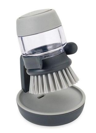 Щітка з дозатором миючого засобу cleaning pot brush сірий1 фото