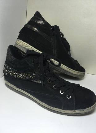 Чёрные замшевые ботинки gabor1 фото