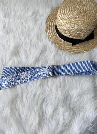 Пояс, ремень, двухсторонний ремень, полосатый, цветочный принт