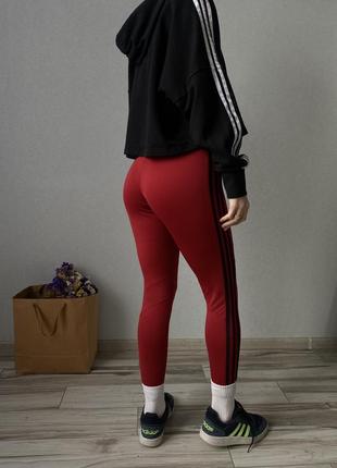 Леггинсы лосины женские красные адидас спортивные для спорта adidas4 фото