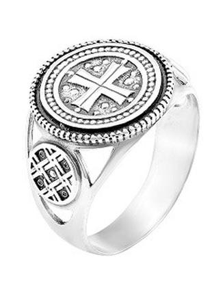 Мужское кольцо из серебра мальтийский крест с чернением