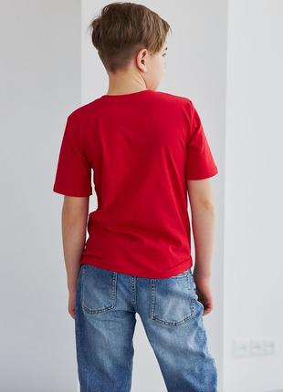 Футболка детская, подростковая, хлопковая, для мальчика, красная, с принтом надписью man4 фото