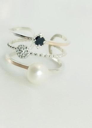 Серебряное кольцо линда с натуральным речным белым жемчугом 317к-012 фото