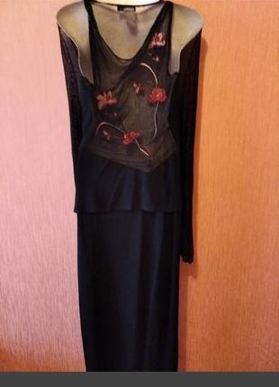 Длинное брендовое вечернее платье с накидкой ikito2 фото