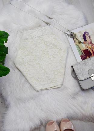 Кремовая белая гипюровая мини юбка