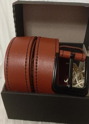 Ремінь з натуральної шкіри, 38 мм. ручний шов, коньячного кольору.