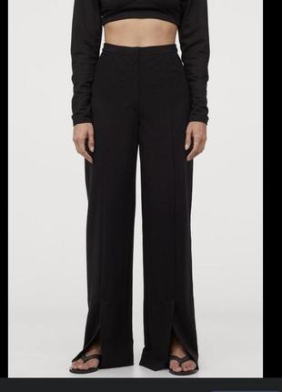 Стильні прямі чорні брюки з розрізами h&m