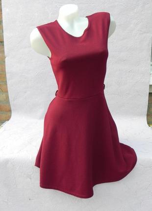 Платье в рубчик винный цвет марсала бордо s/m