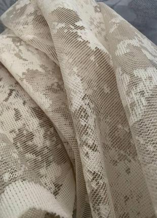 Тюль мрамор жаккард бежевый песочный, кремовый