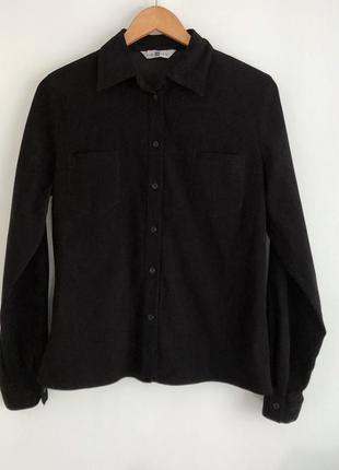 Рубашка черная велюровая new look