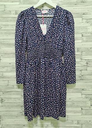 Синє плаття сукня в дрібні квіточки