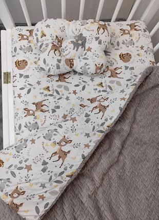 Комплект постільної білизни для новонароджених манюня оленя в ліжечко (коляску) плед +...