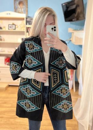 H&m кардиган - пиджак с вышивкой бисером