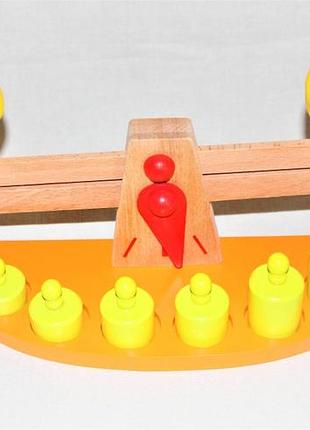 Ваги дитячі колоди магазинні дерев'яні з тягарцями (д681у)