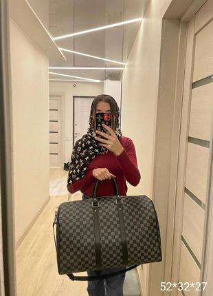 Дорожня сумка унісекс сіра в клітинку дорожня сумка в стилі louis vuitton жіноча сумка луи виттон сумка в стиль луї віттон2 фото