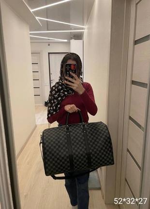 Дорожня сумка унісекс сіра в клітинку дорожня сумка в стилі louis vuitton жіноча сумка луи виттон сумка в стиль луї віттон1 фото