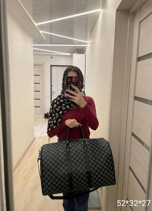 Дорожная сумка унисекс серая в клетку дорожная сумка в стиле louis vuitton женская сумка эла виттон сумка в стиле люи виттон3 фото