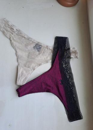Ажурные стринги hunkemoller/2шт.одним лотом/размер xl