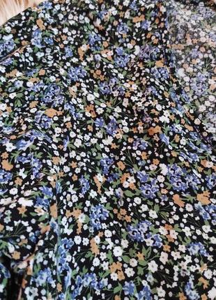 Ярусное платье сарафан вискоза в цветочек объемный рукав m/l(12)7 фото