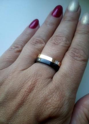 Стильное кольцо из нержавеющей стали, позолота 18к7 фото