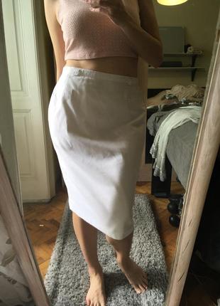 Белая базовая миди  юбка карандаш футляр вискоза + 10-12