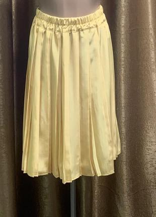 Плиссированная жёлтая юбка basic collection италия размер свободный m,l,xl2 фото