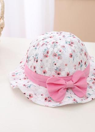 13-45 дитяча панама в квіточки з бантиком капелюх детская панамка шляпа