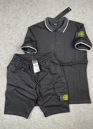 Комплект шорты+поло stone island4 фото