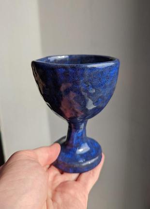 Келихи ручної роботи кераміка глина сині фужери для вина наливок9 фото