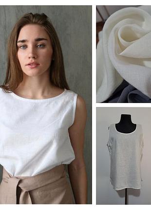 100% лён натуральная базовая льняная блузка безрукавка качество