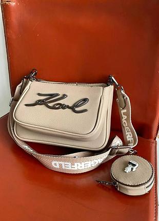 Сумка женская в стиле karl lagerfeld beige