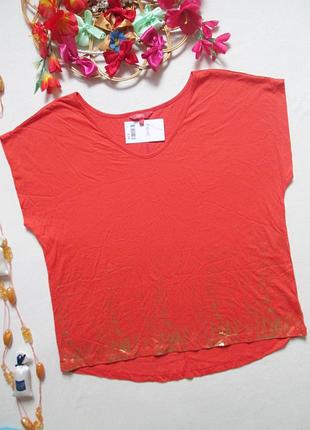 Шикарная хлопковая терракотовая футболка с золотым узором tu 💜💖💜