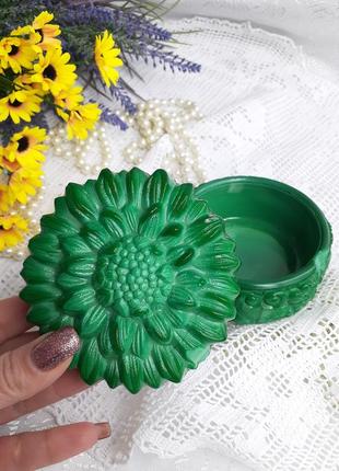 Чехословакия! 🌿 хризантема винтаж малахитовое стекло богемское
