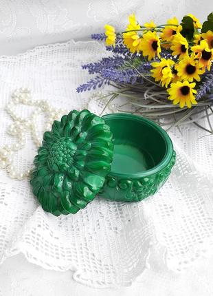 Чехословакия! 🌿 хризантема винтаж малахитовое стекло богемское