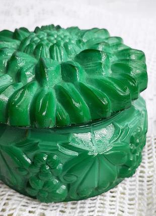 Чехословакия! 🌿 хризантема винтаж малахитовое стекло богемское
