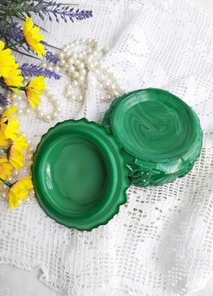 Чехословакия! 🌿 хризантема винтаж малахитовое стекло богемское