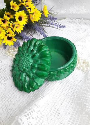 Чехословакия! 🌿 хризантема винтаж малахитовое стекло богемское