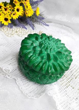 Чехословакия! 🌿 хризантема винтаж малахитовое стекло богемское