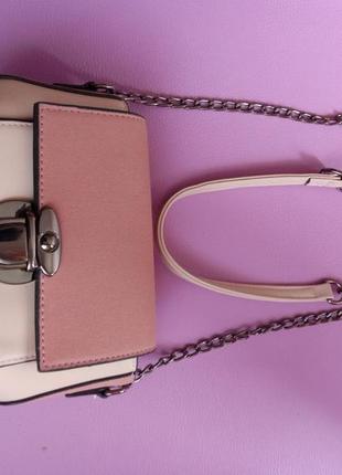 Нова чарівна сумочка пудрового кольору в комбінації зі світло-бежевим зі штучної шкіри бренду kw f3 фото