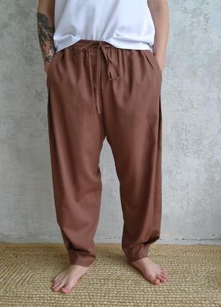 Мужские летние брюки из натурального льна, льняные мужские брюки, льняные штаны1 фото