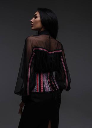 Платье - вышиванка женское миди дизайнерское с вышивкой, оригинал бренд, черное2 фото