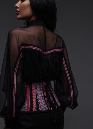 Платье - вышиванка женское миди дизайнерское с вышивкой, оригинал бренд, черное3 фото