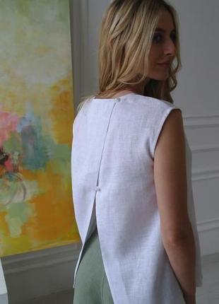 Женская блуза из 100% льна, льняной летний топ7 фото