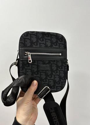 Сумка мужская в стиле christian dior vertical safari messenger bag black4 фото